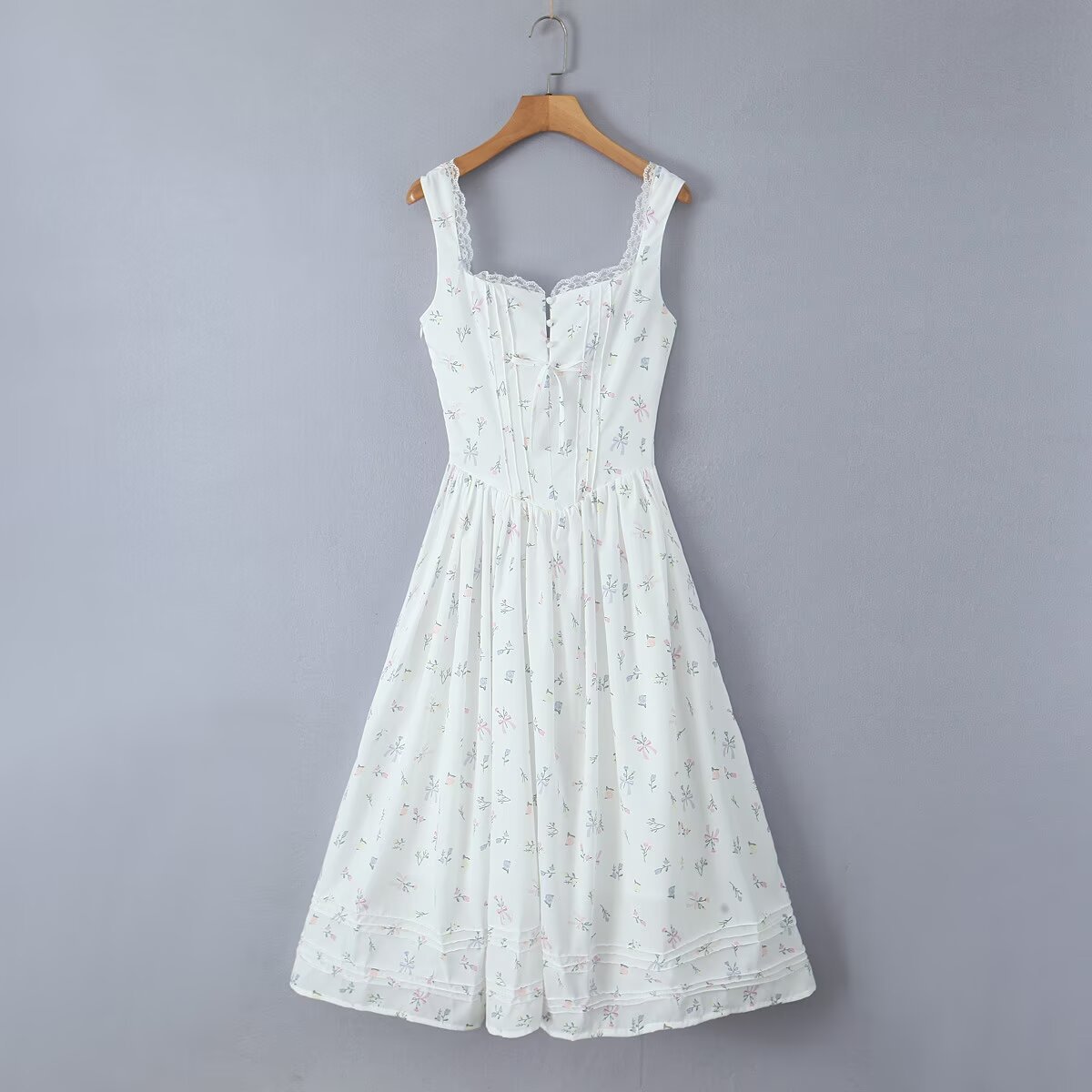 Winter European And American New Printed Lace Backless Dress