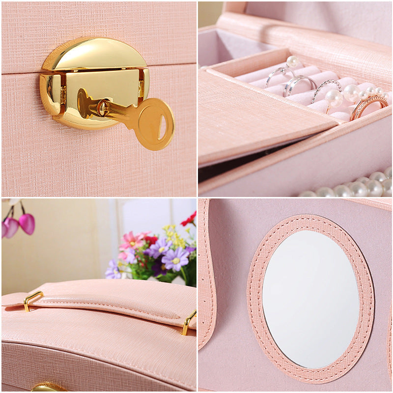 Jewelry Three-layer Storage Box Wooden