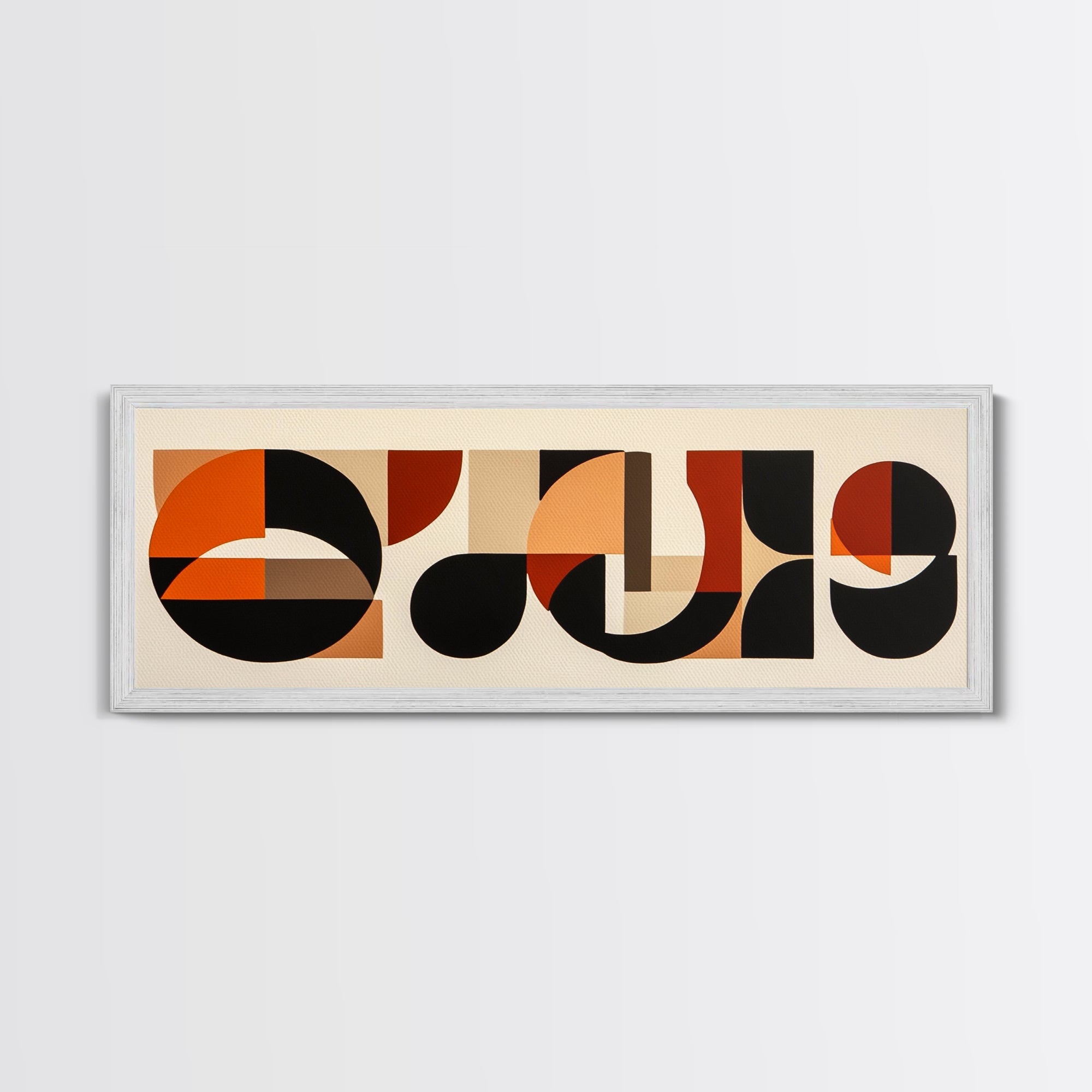 Neutral Wall Art, Earth Tones Mid-century Modern Inspired Geometric Patterns Wall Art, Home Decor, Above Bed Or Sofa Panoramic