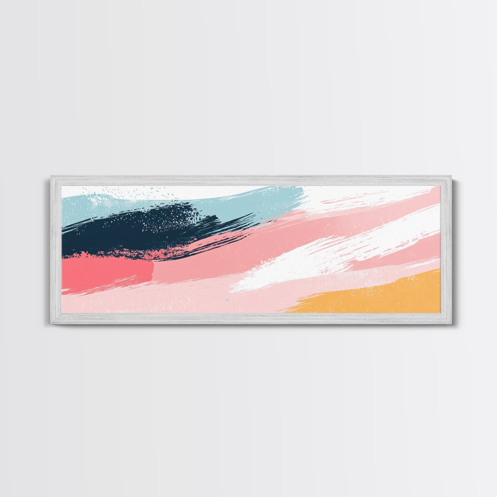 Retro 90s Inspired Wall Art, Framed Canvas Print, Pink and Cerise Swishes, Boho Abstract Art, Modern Art / Home Decor
