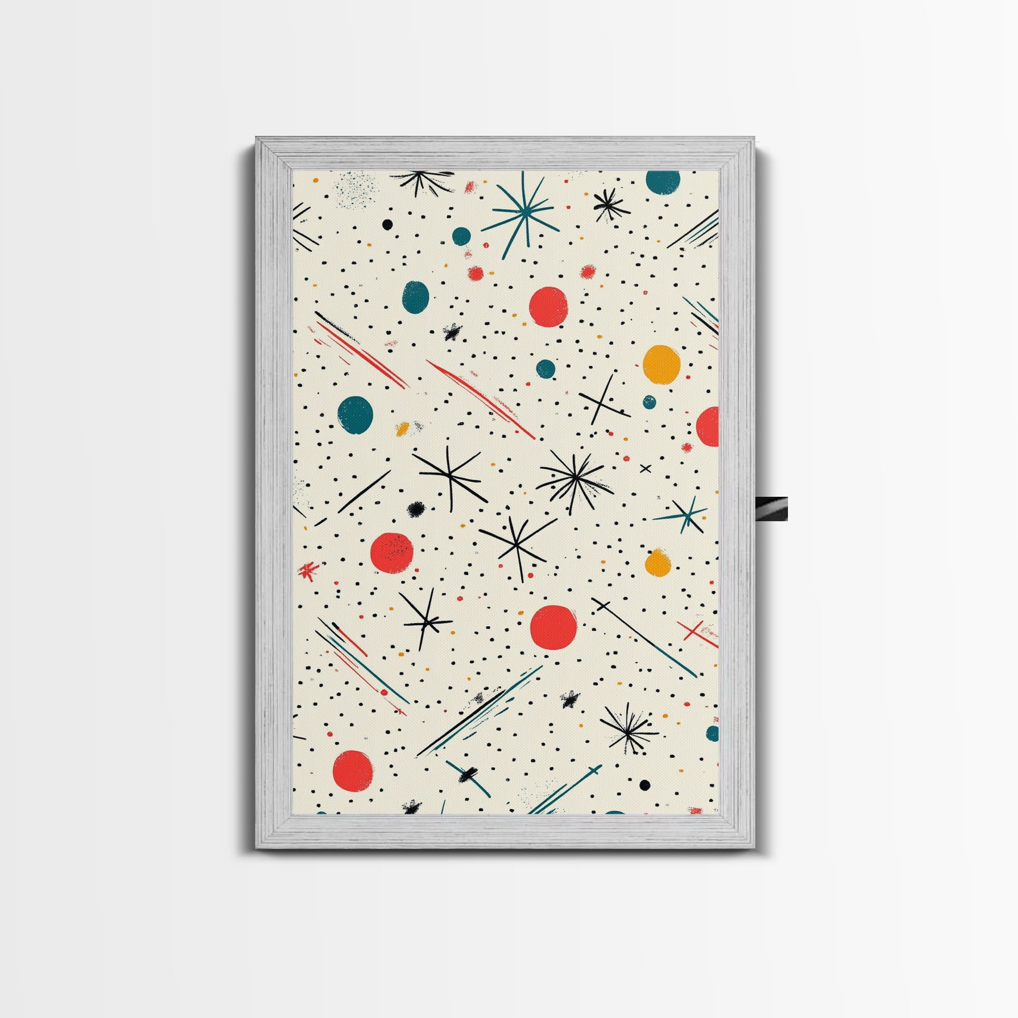 Retro MCM Style Pattern Wall Art, Wood Framed Canvas, Canvas Print, Home Decor, Office Or Bedroom Wall Art, Retro Vibes Decor