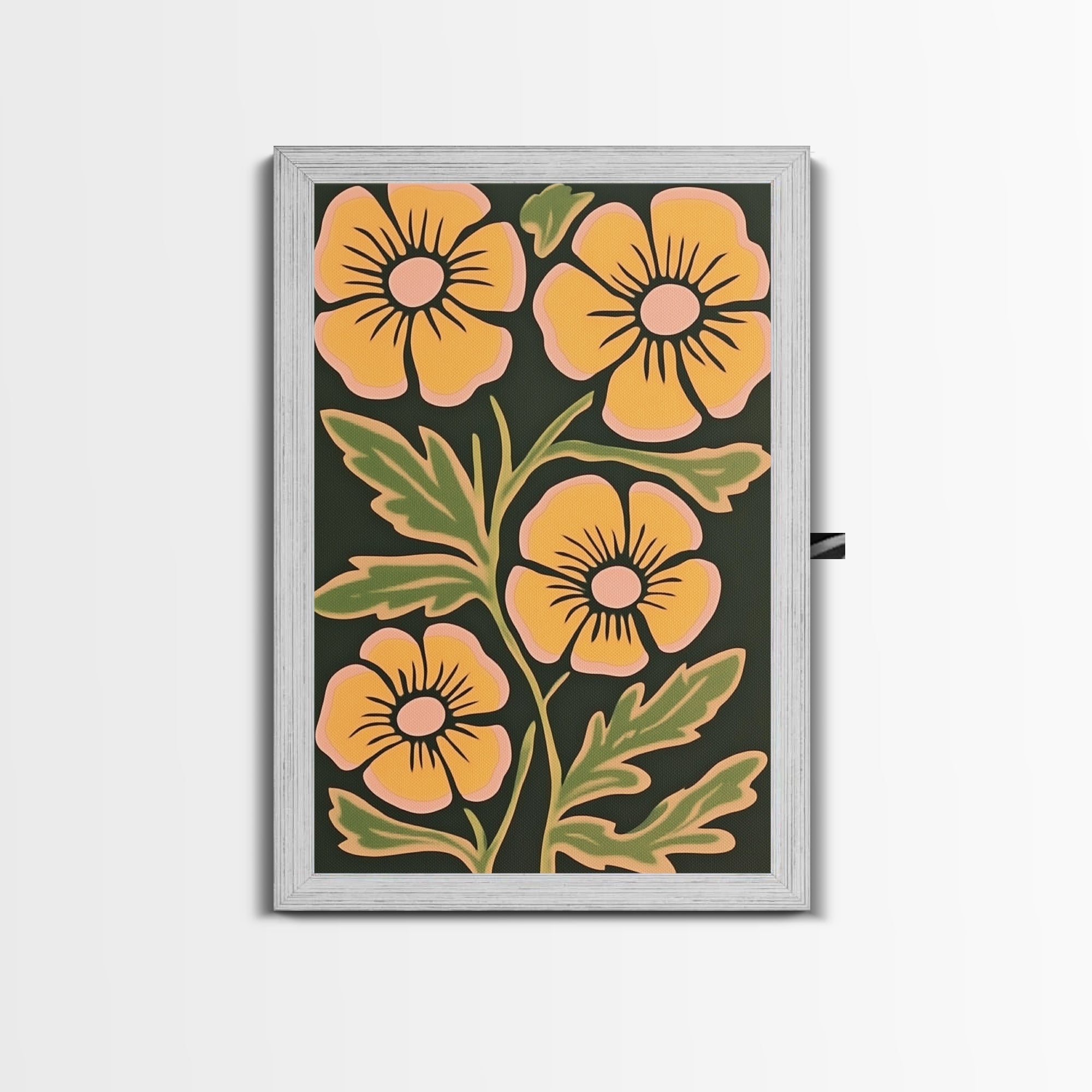 Midcentury Boho Modern Art, Abstract Floral Print, Botanical Decor, Florer Painting Wall Art, Canvas Print, Flower Art Prints, Mid Century Art