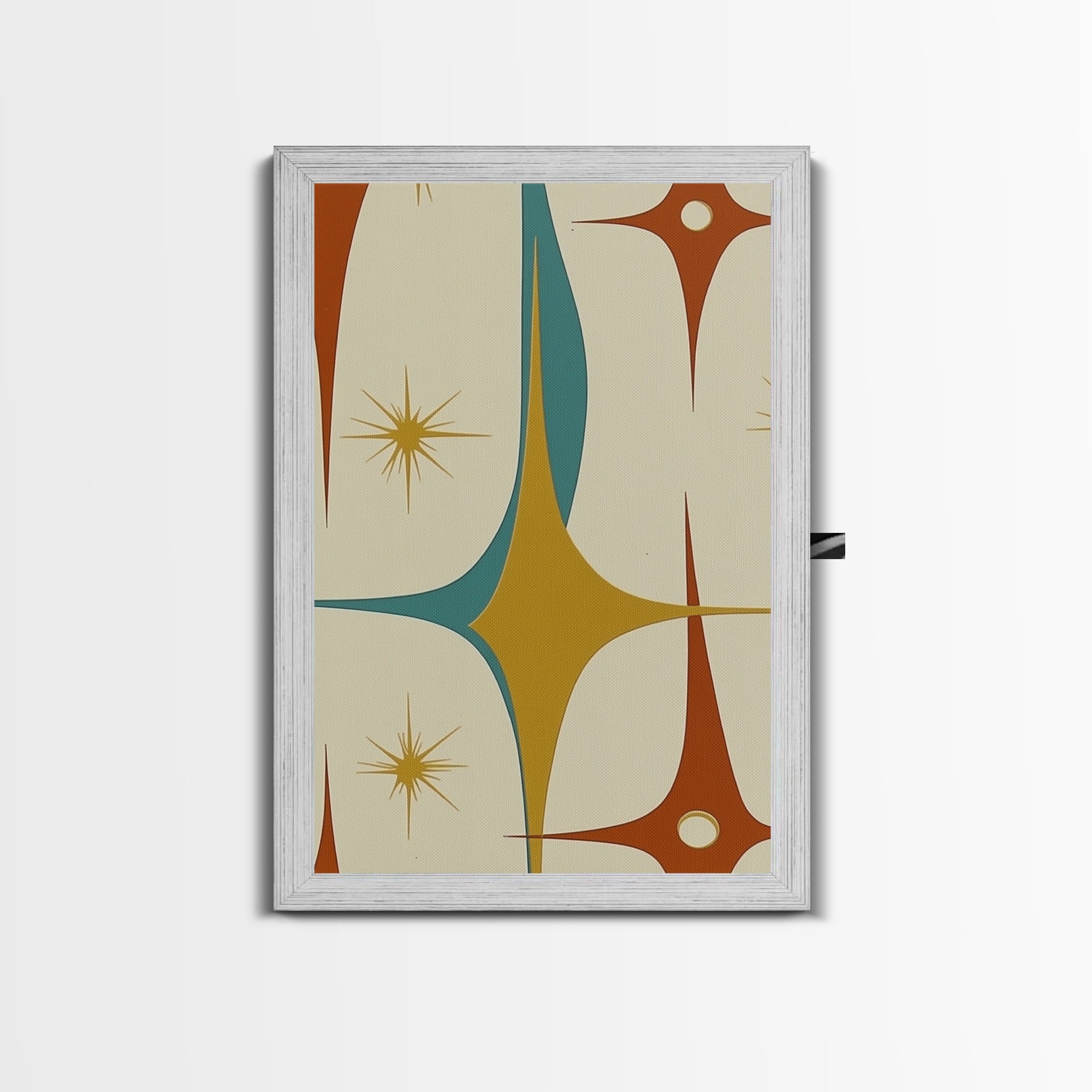 1950s Style Retro Starburst, Pastel Colors, Canvas Print, MCM Wall Art Home Decor