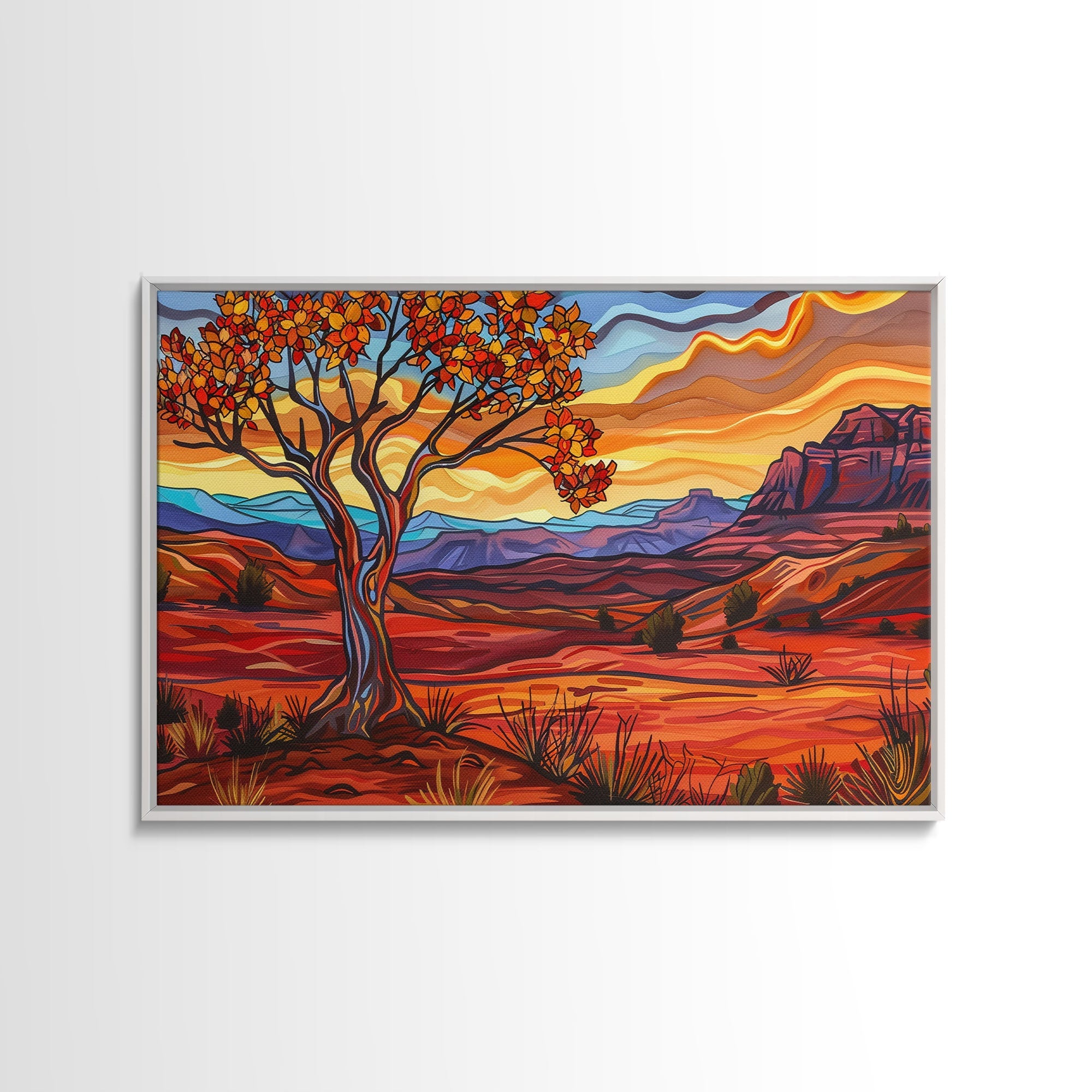 Retro Pop Art Desert Print, Van Gogh Inspired Wall Art, Rustic Southwest Decor, Farmhouse, Wild West, Wester Decor, Home Decor Living Room