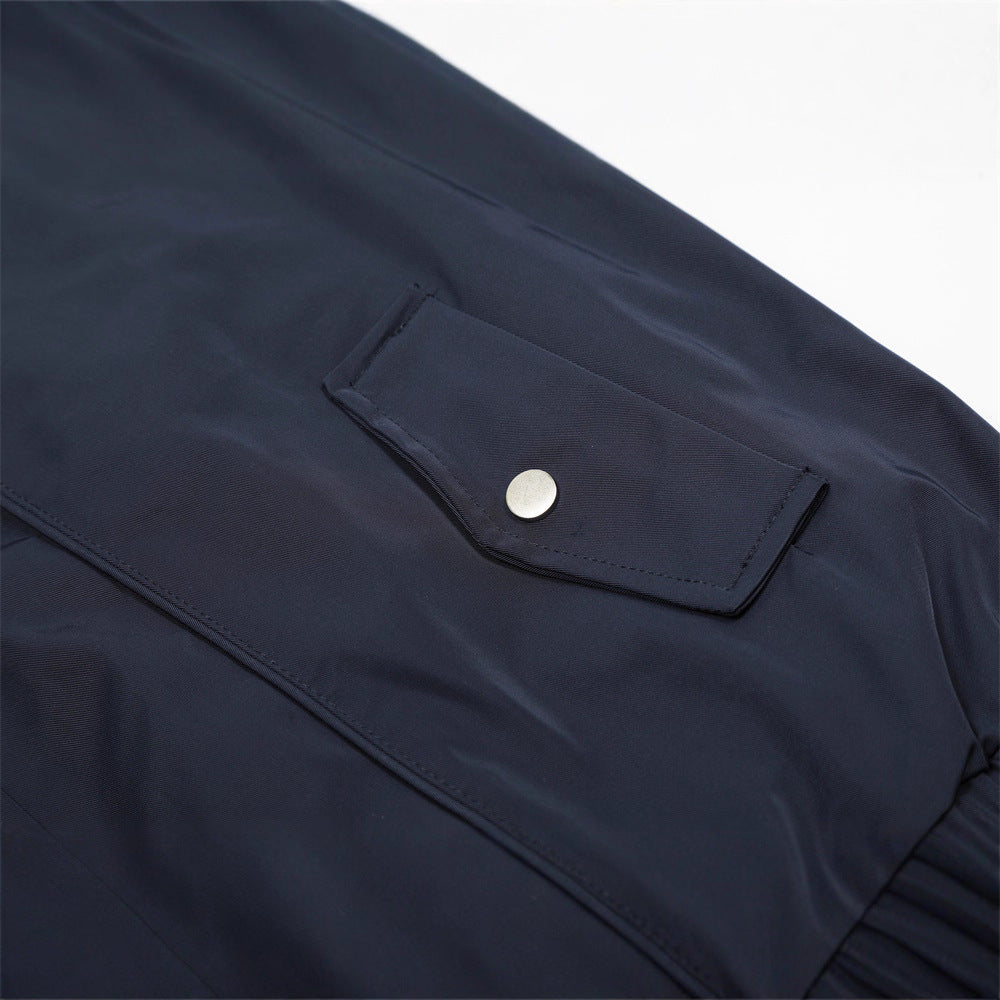 Retro Men's Jacket, Turn-Down Collar, Color Block Splicing, Casual Loose Fit Outerwear for Men