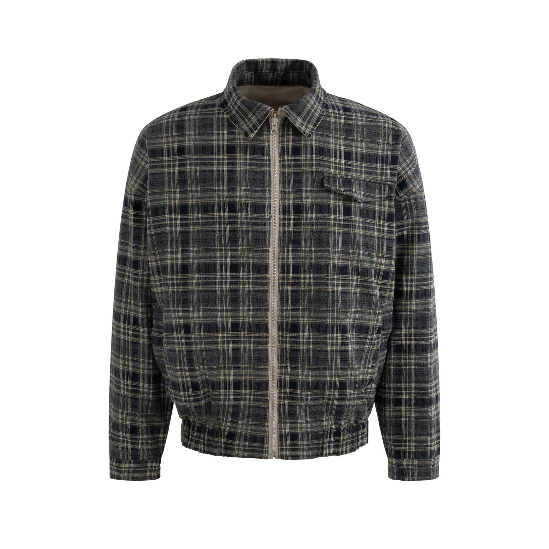 Vintage Plaid Spliced Reversible Lapel Jacket Unisex Fashion Loose Casual Versatile Outerwear