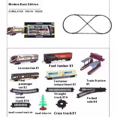 Retro Electric Rail Car Small Train Assembled Model Educational Toys
