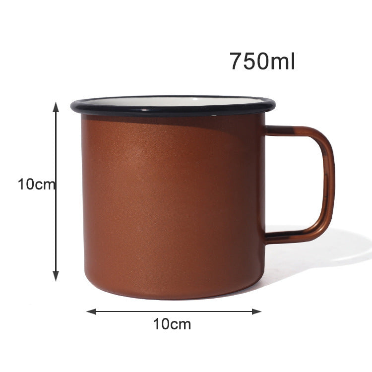Thickened Enamelled Cup Roll Covered Enamel Cup Retro Nostalgic Coated Mug