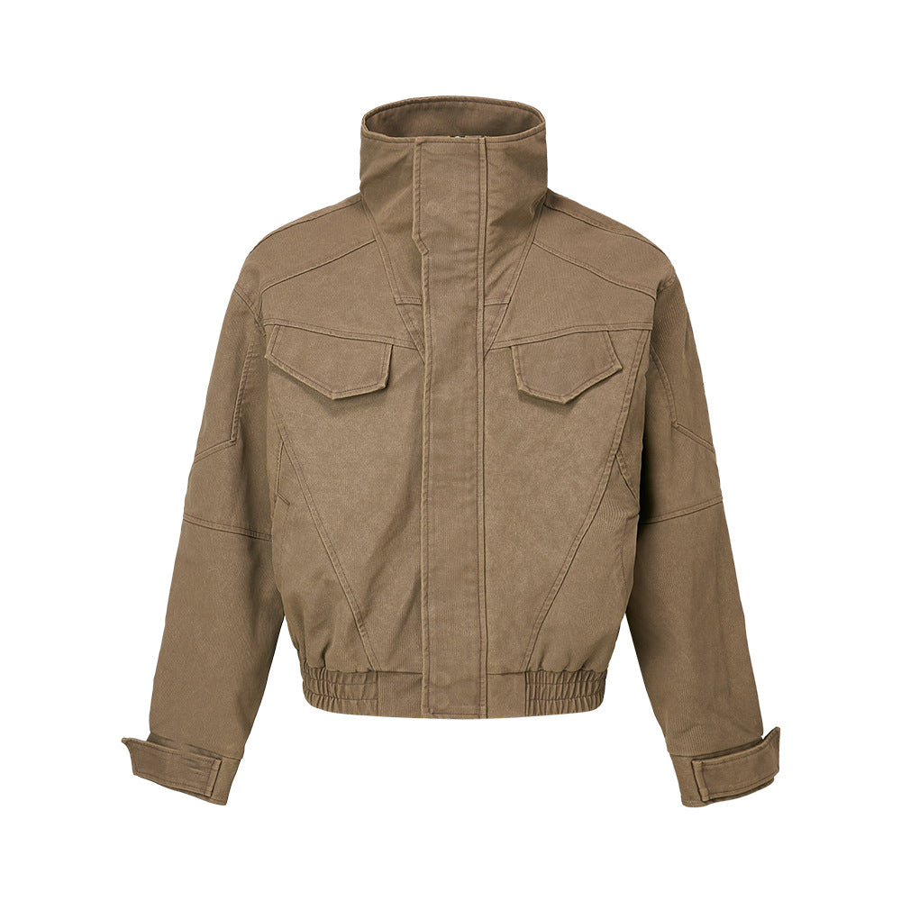 Retro Stand Collar Vintage Tailored Boxy Short Wide Outerwear