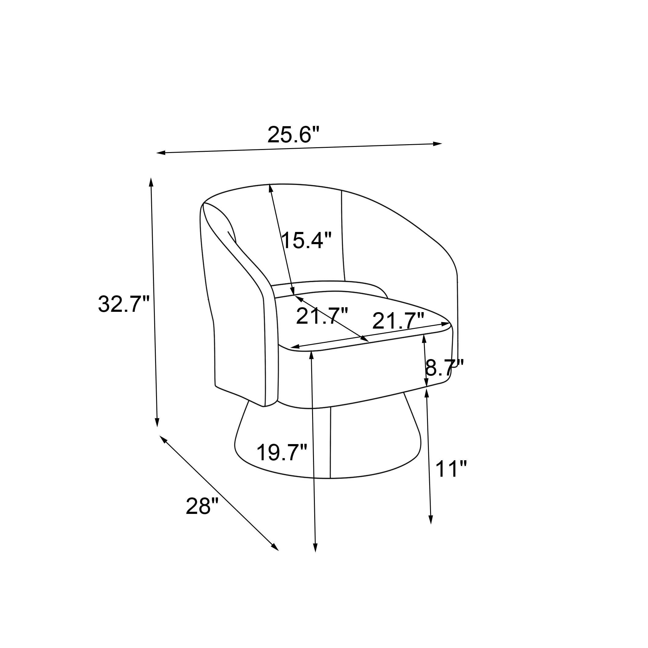 Swivel Accent Chair Armchair  Round Barrel Chair in Fabric for Living Room Bedroom White