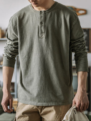 Vintage Long Sleeve Henley Shirt