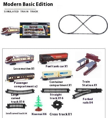 Retro Electric Rail Car Small Train Assembled Model Educational Toys