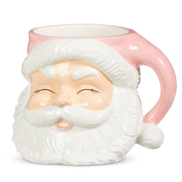 7.5" Ceramic Pink Santa Mug Container