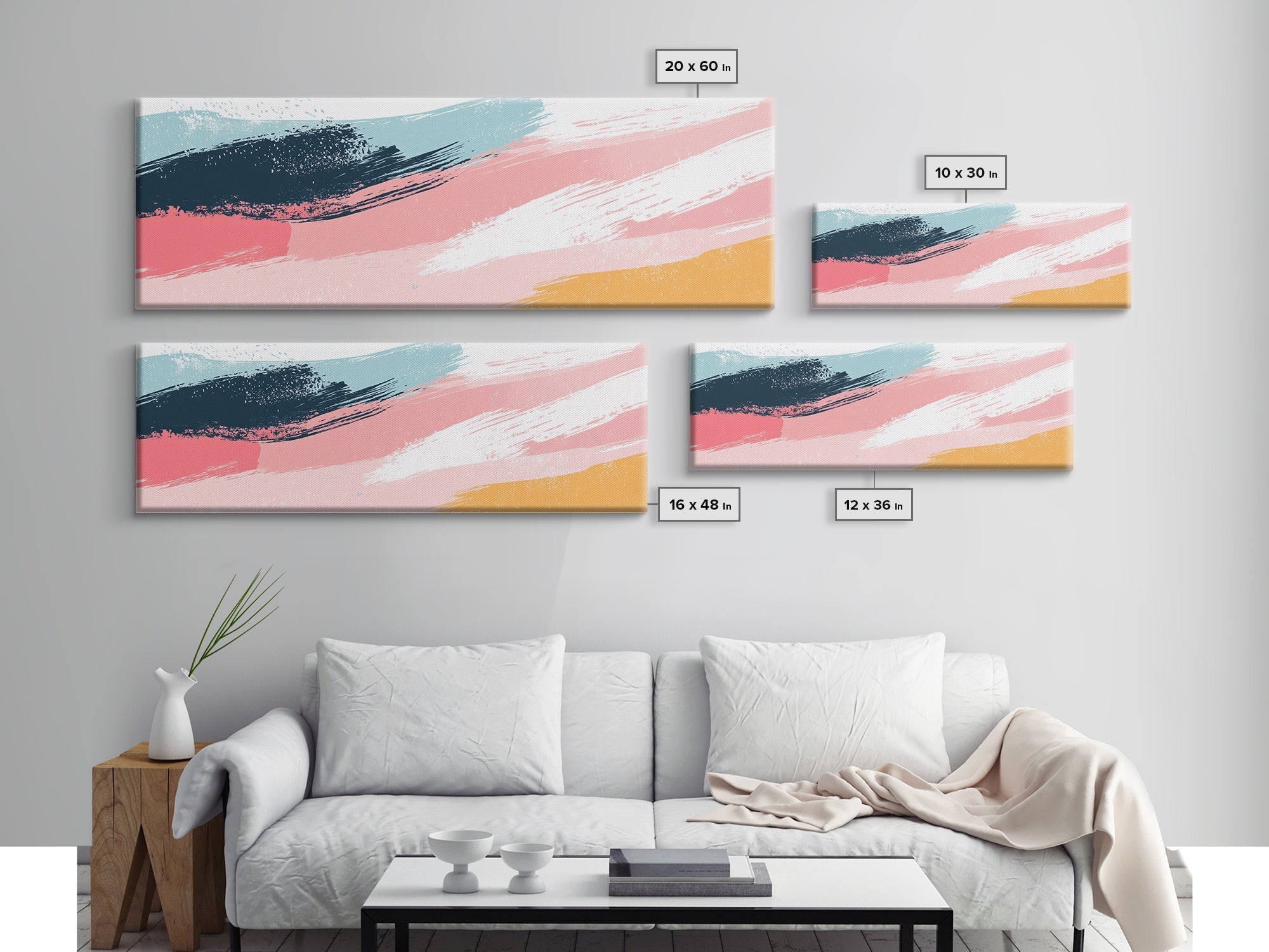 Retro 90s Inspired Wall Art, Framed Canvas Print, Pink and Cerise Swishes, Boho Abstract Art, Modern Art / Home Decor