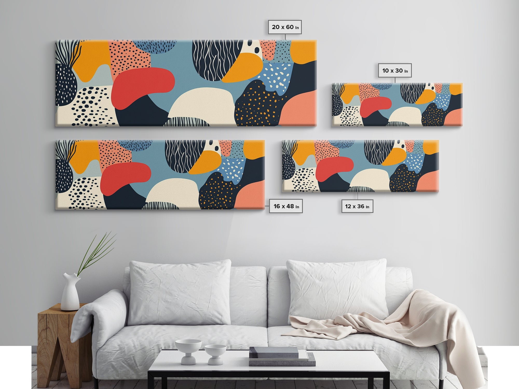 90s Style Retro Abstract Art - Framed Canvas Print - Modern Home Decor - Minimalist Wall Art - Modern Above Sofa Wall Art