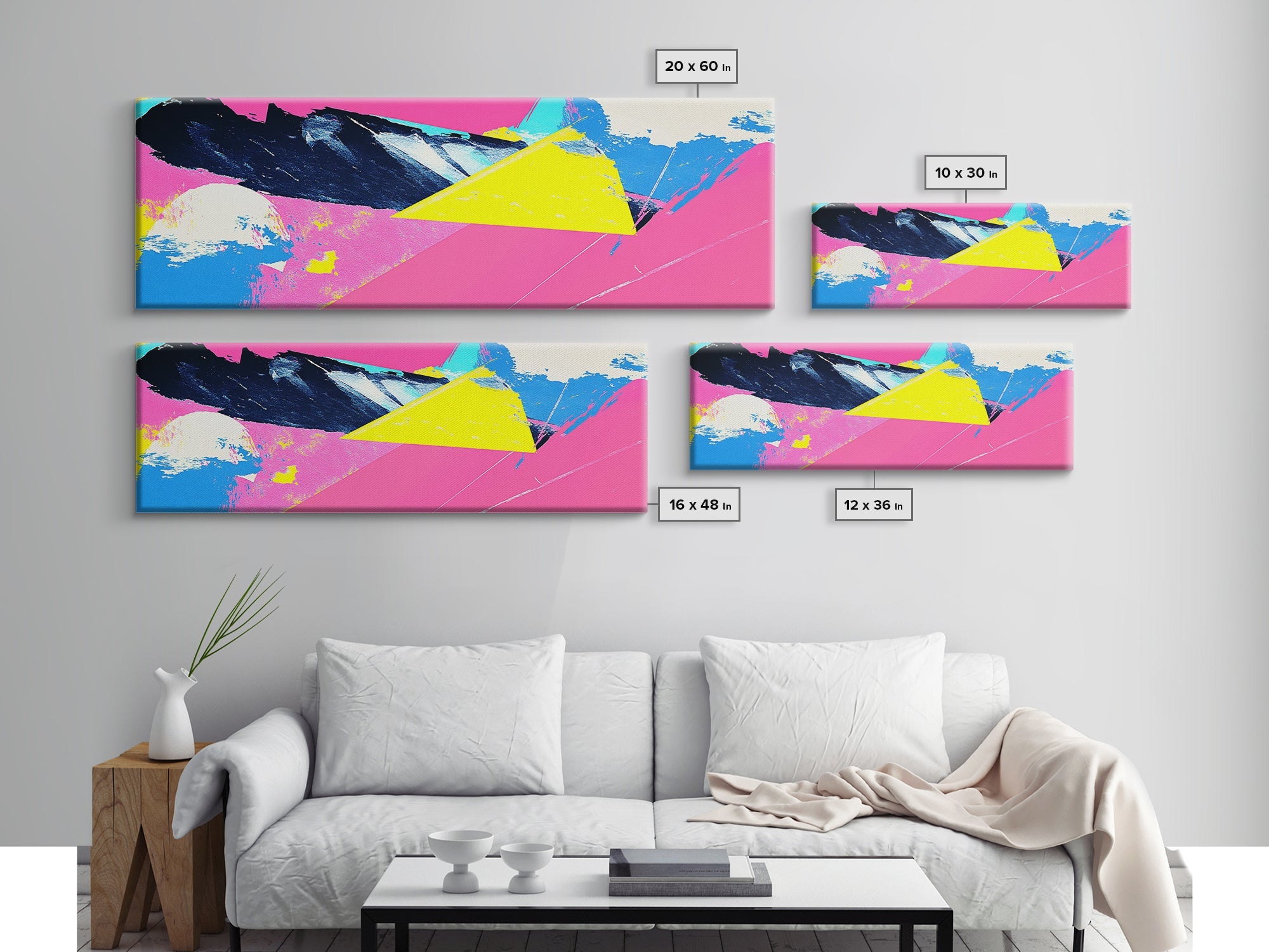 Vaporwave Abstract Wall Art, Canvas Print, Retro 80s Vibe Home Decor, Pink and Turquoise Wall Art, Oversized Art