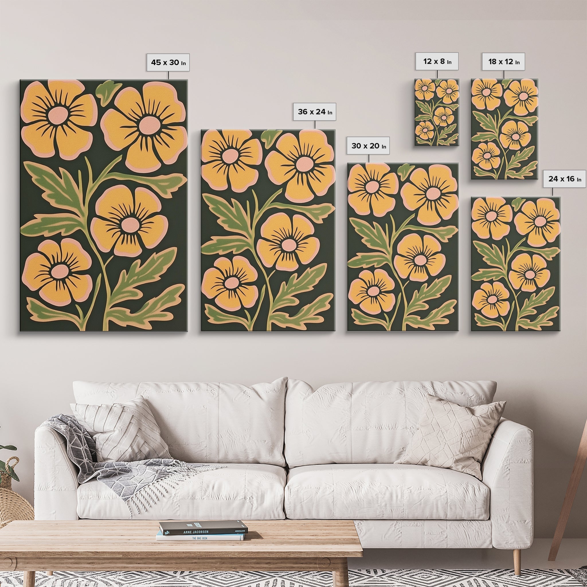 Midcentury Boho Modern Art, Abstract Floral Print, Botanical Decor, Florer Painting Wall Art, Canvas Print, Flower Art Prints, Mid Century Art