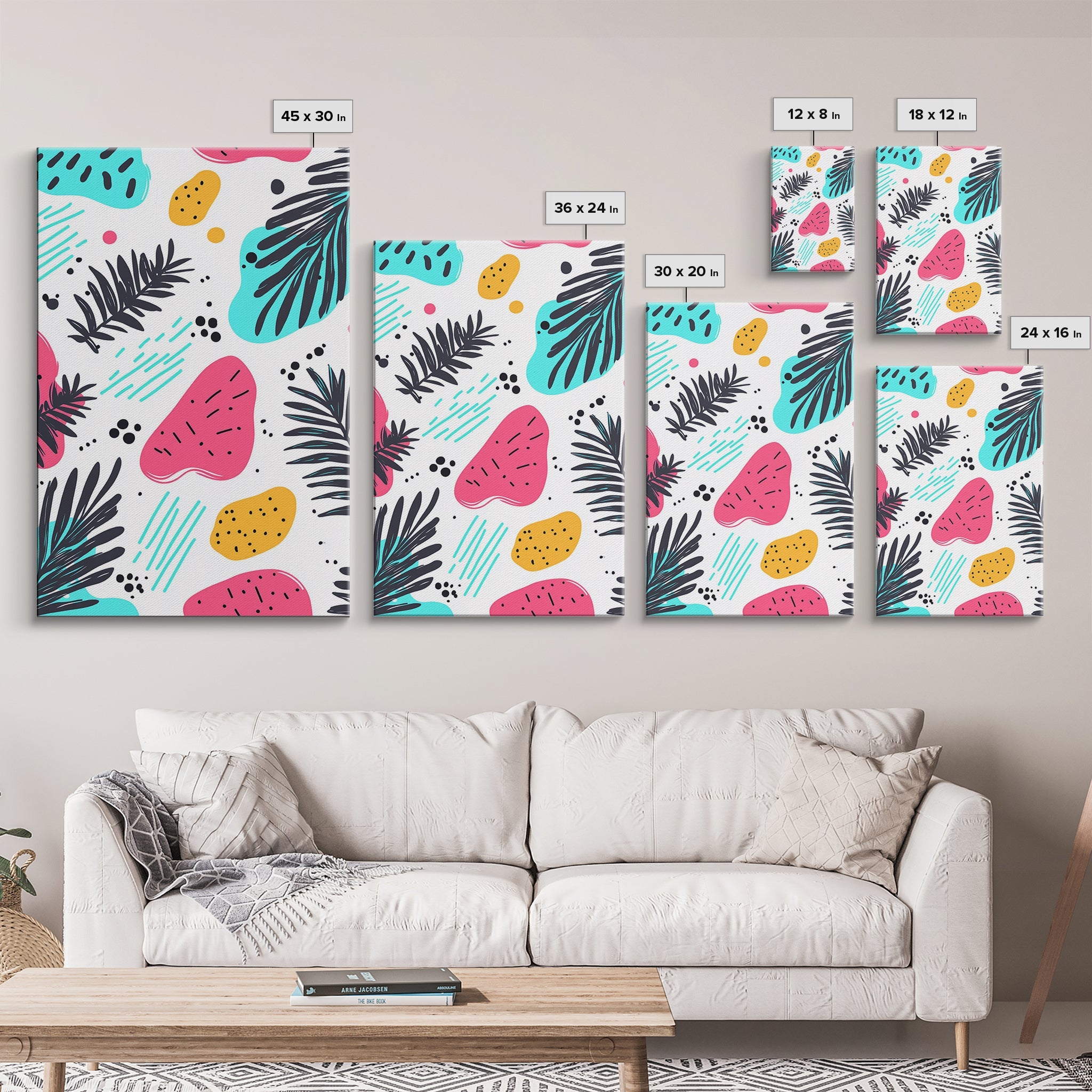 Colorful Abstract Painting Canvas Print, Retro Style Wall Art