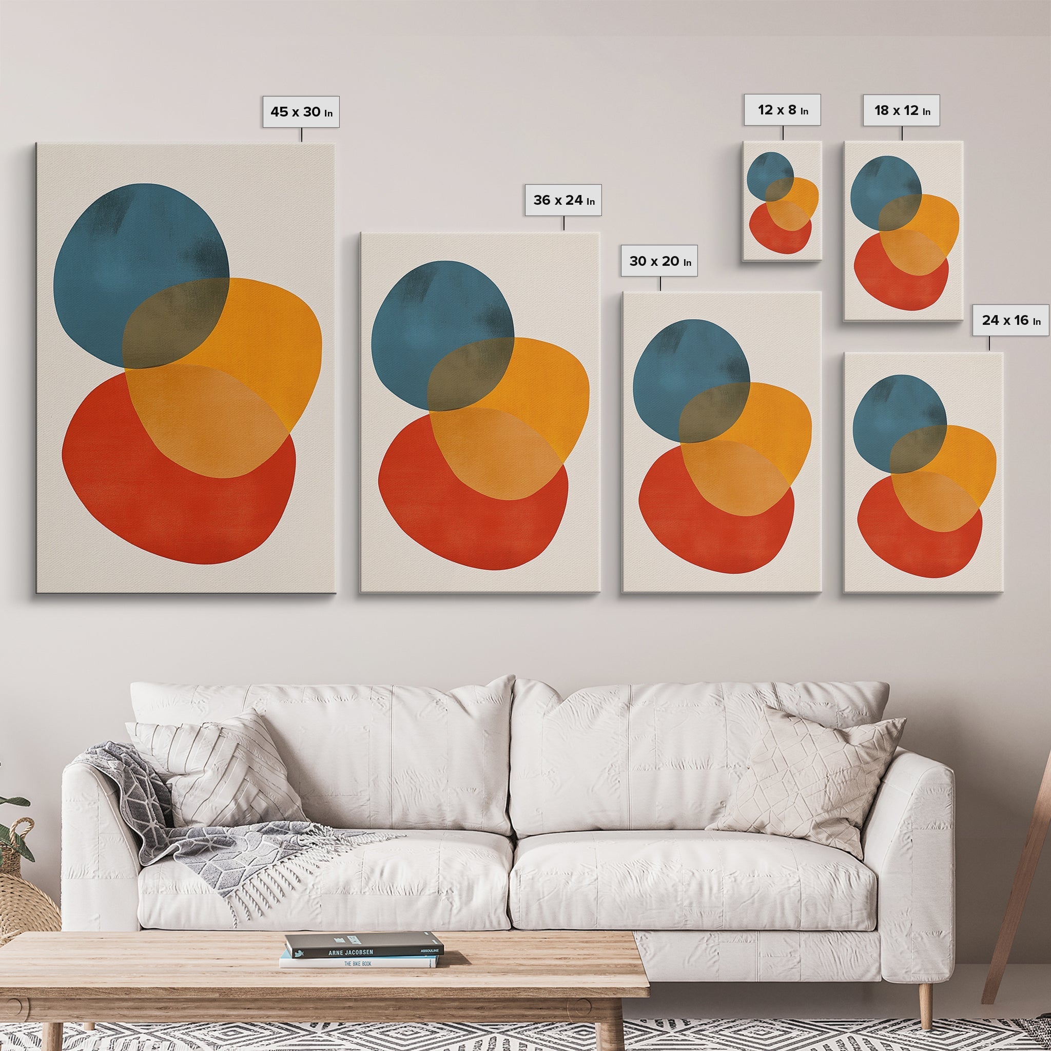Large Abstract Canvas Wall Art Framed Canvas Print Modern Abstract Painting Colors and Shapes Retro Modern Art