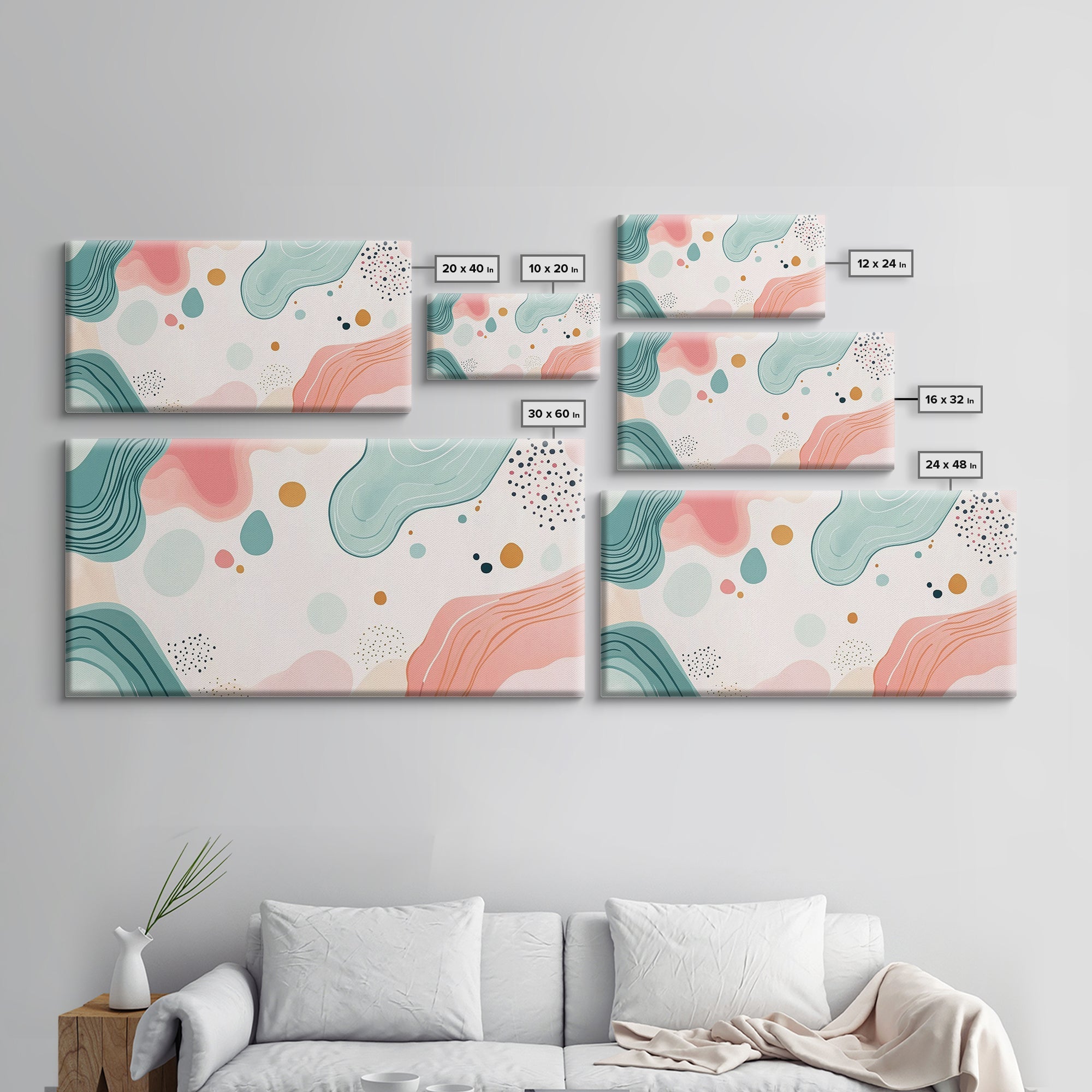 Abstract Retro Style 90s Inspired Wall Art, Modern Art on White Background