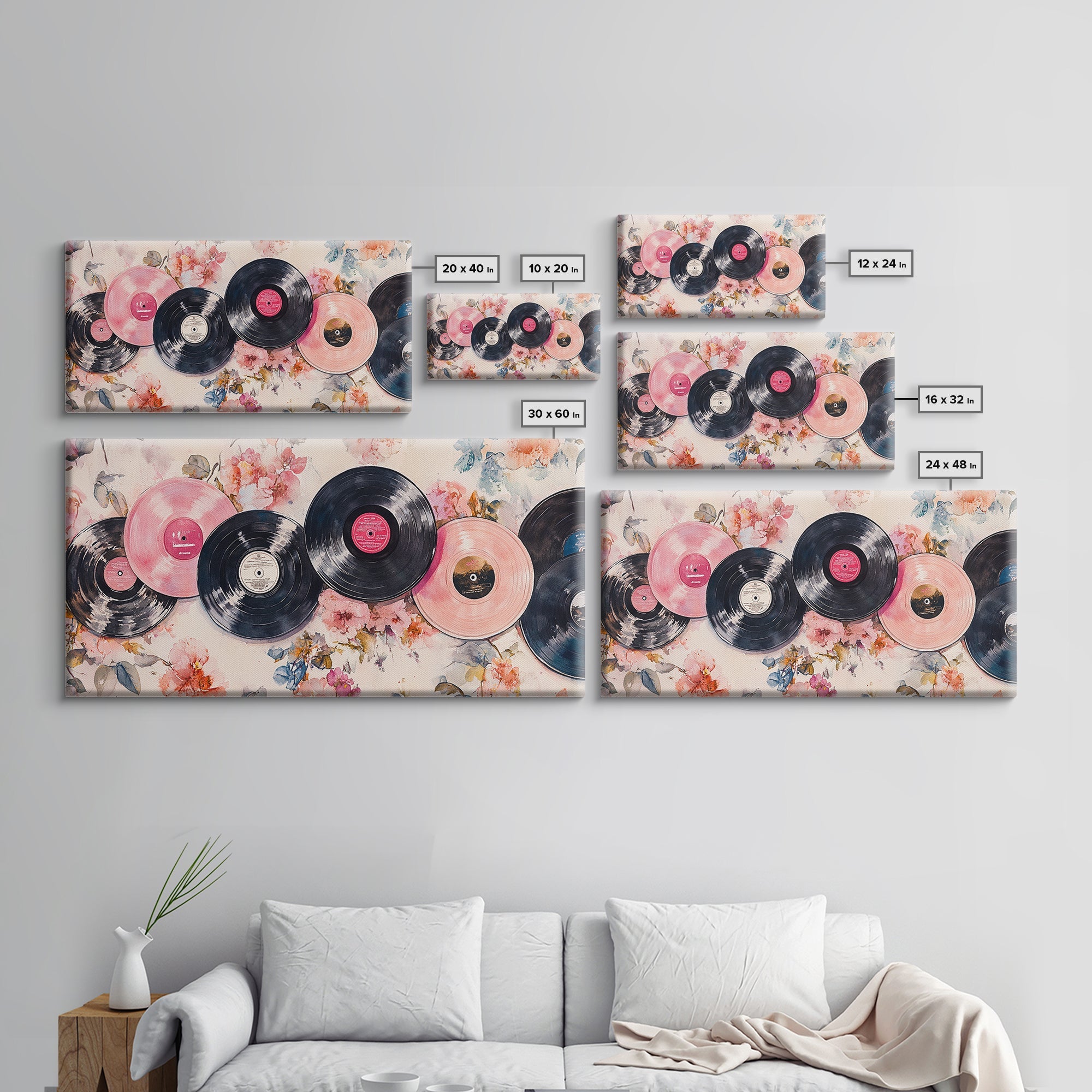 Vinyl Record Nostalgia Canvas Print Featuring Music Wall Art Retro Wall Art Pink Wall Art Moody Art Rustic Art Guest Room Living Decor
