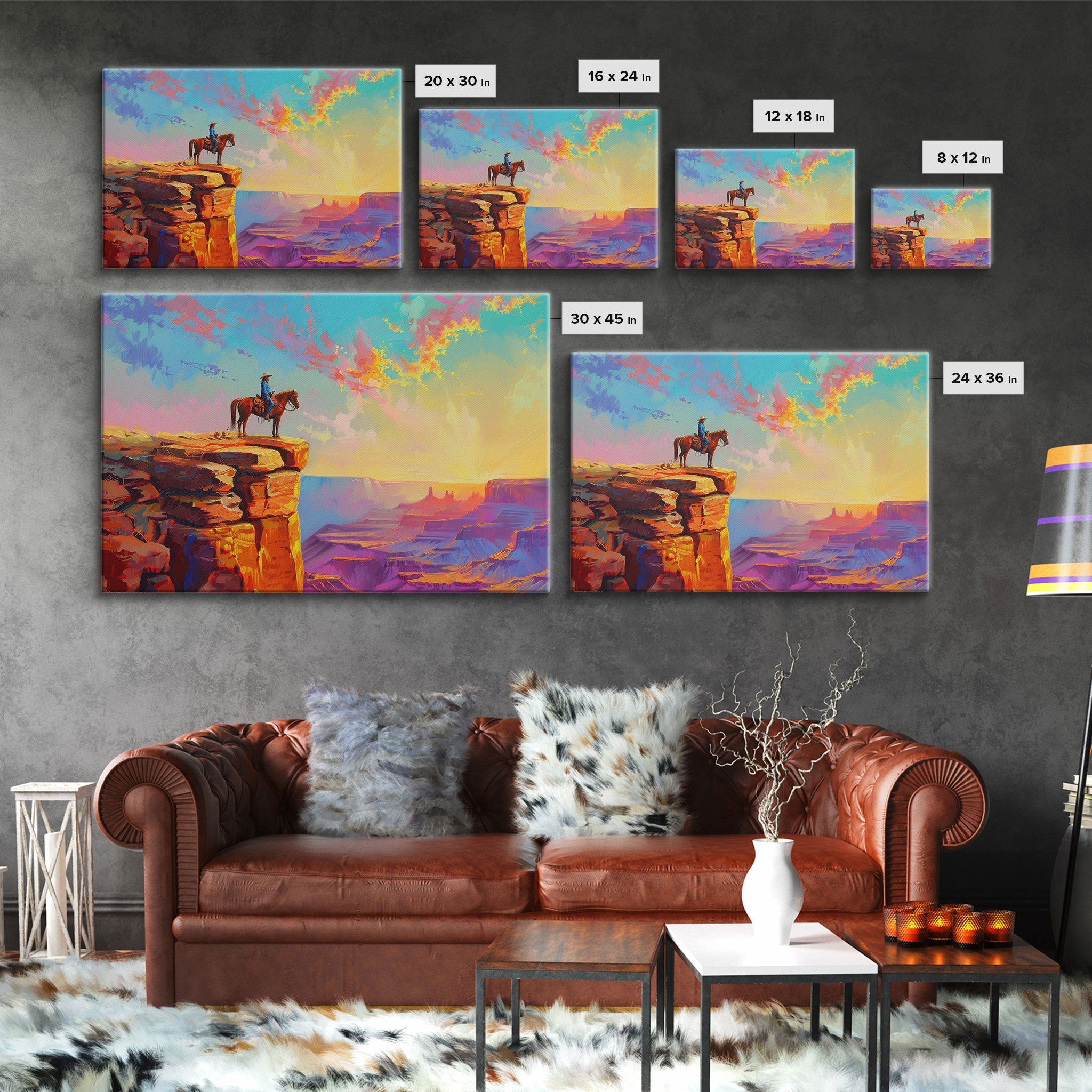 Framed Cowboy Art | 24x36 Wall Art | Equestrian Wall Decor | Western Decor | Southwestern Art | | Retro Wild West | Farmhouse Wall Art