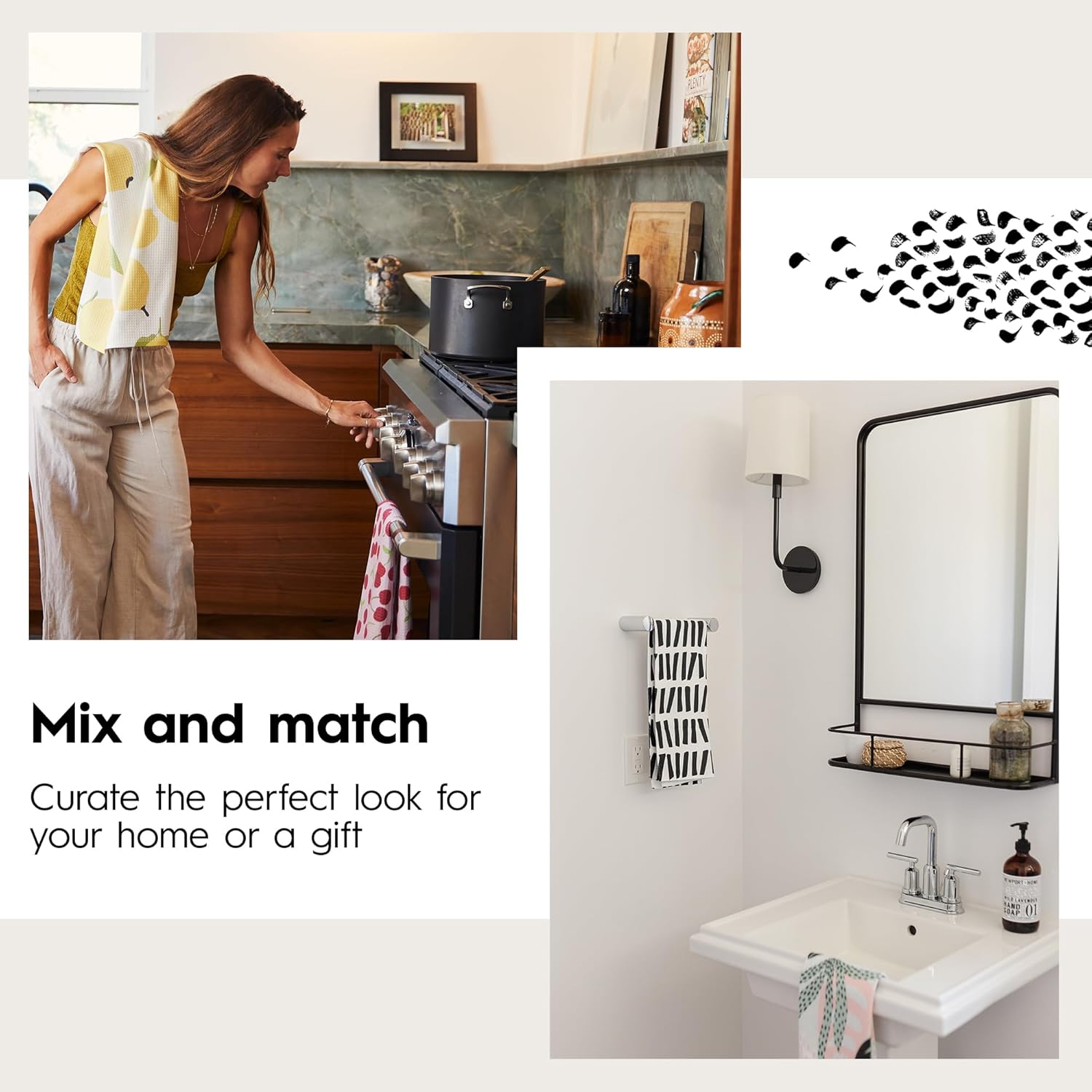 Pumpkin Patchwork Geometry Tea Towel