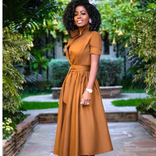 Women's Polyester Belted Half Sleeve Cardigan Dress