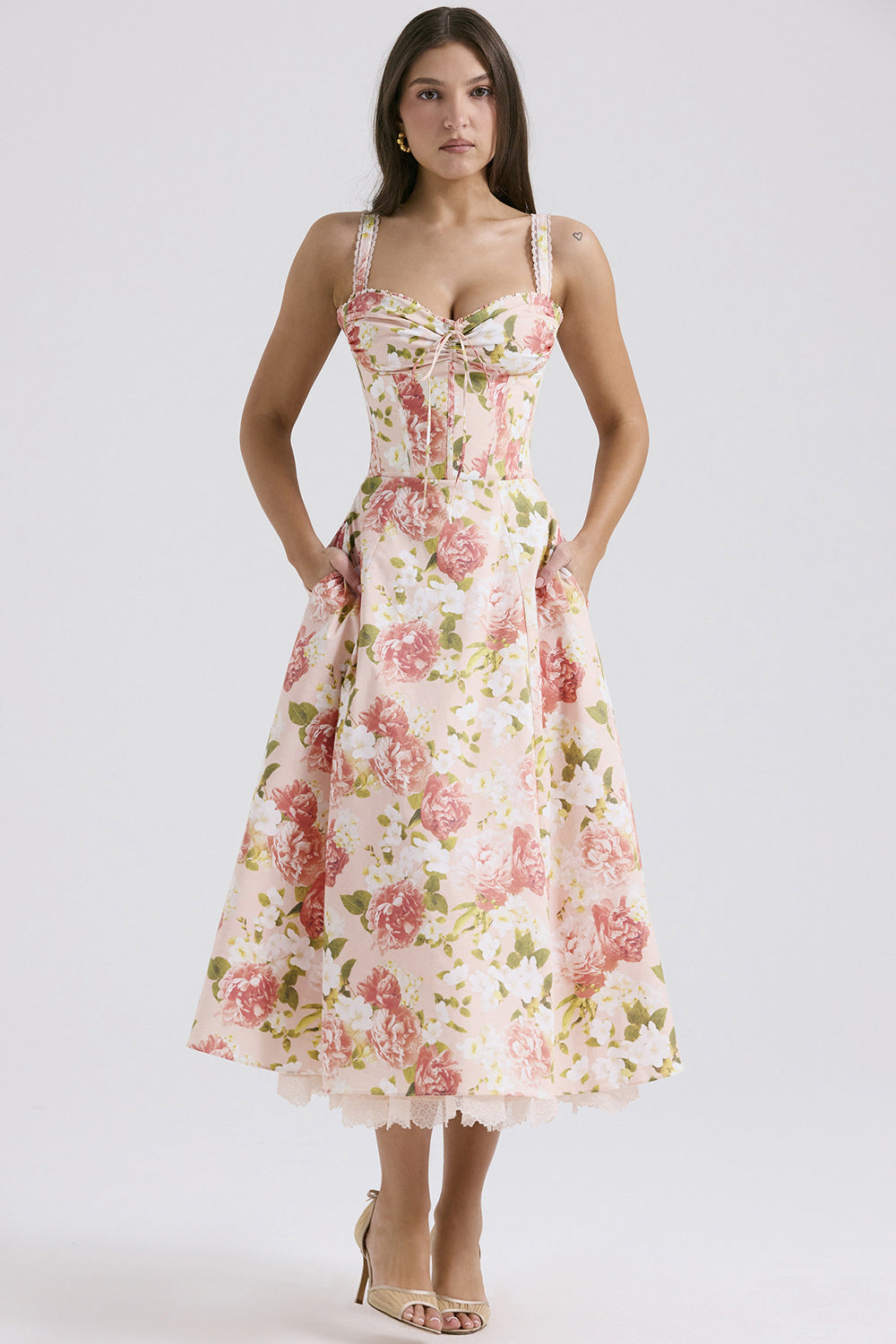 Floral Series French Strap Gentle Dress