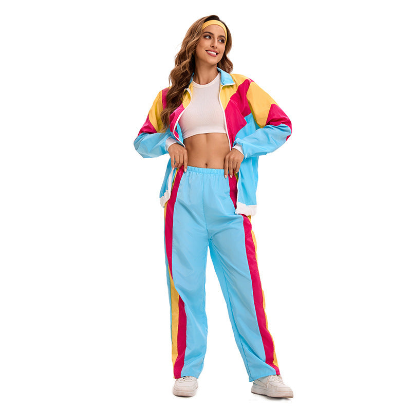 Retro Adult Women's Disco Sportswear Carnival Party Hip-Hop Stage Performance Outfit Set