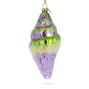 Sea Snail with Colorful Beads Glass Christmas Ornament