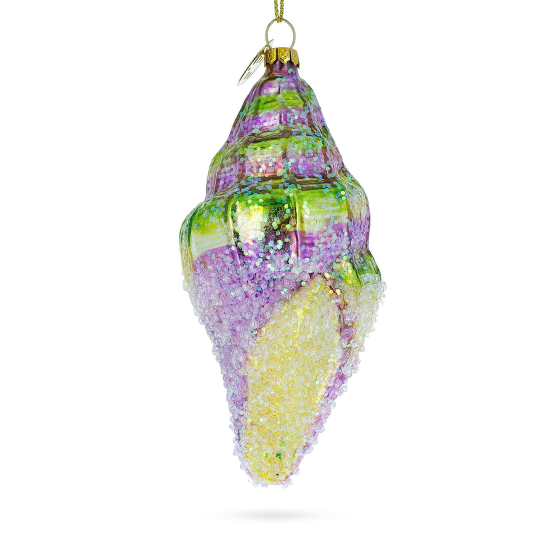 Sea Snail with Colorful Beads Glass Christmas Ornament