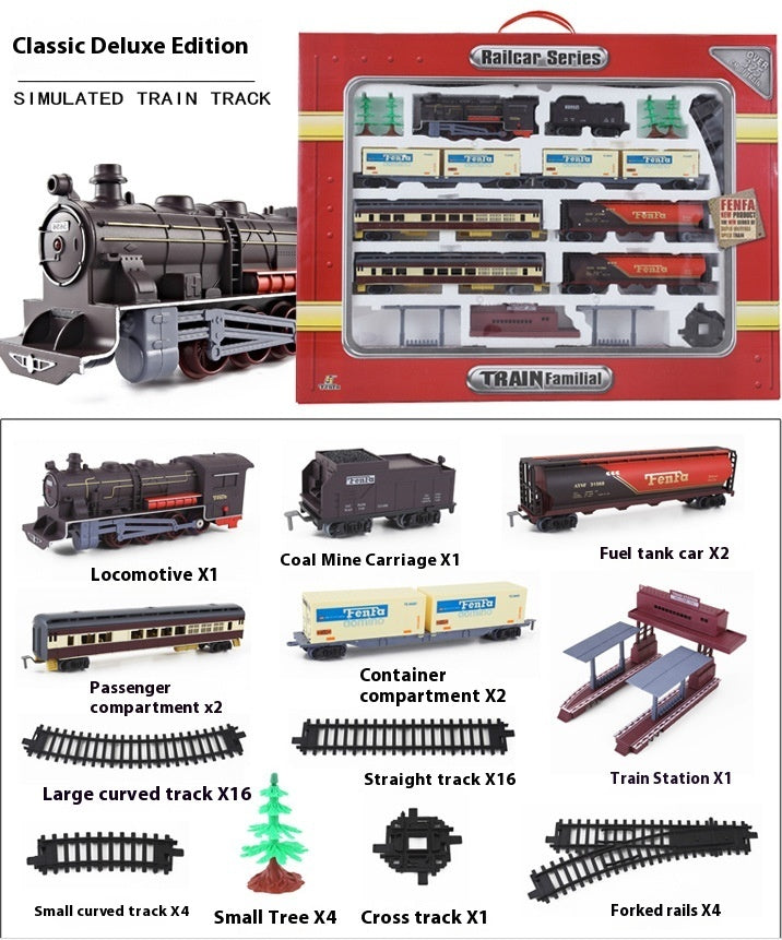 Retro Electric Rail Car Small Train Assembled Model Educational Toys