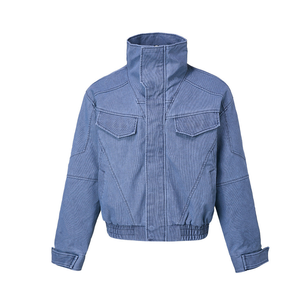 Retro Stand Collar Vintage Tailored Boxy Short Wide Outerwear