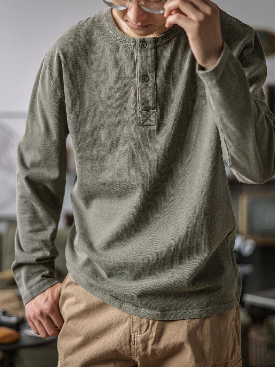 Vintage Long Sleeve Henley Shirt