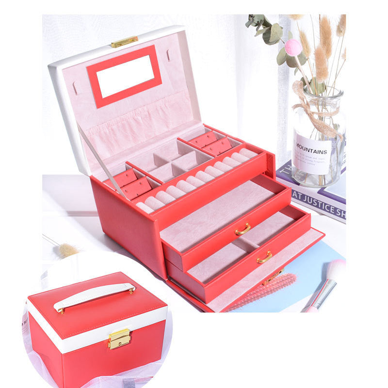 Threelayer Pu Jewelry Box Accessories Creative Storage
