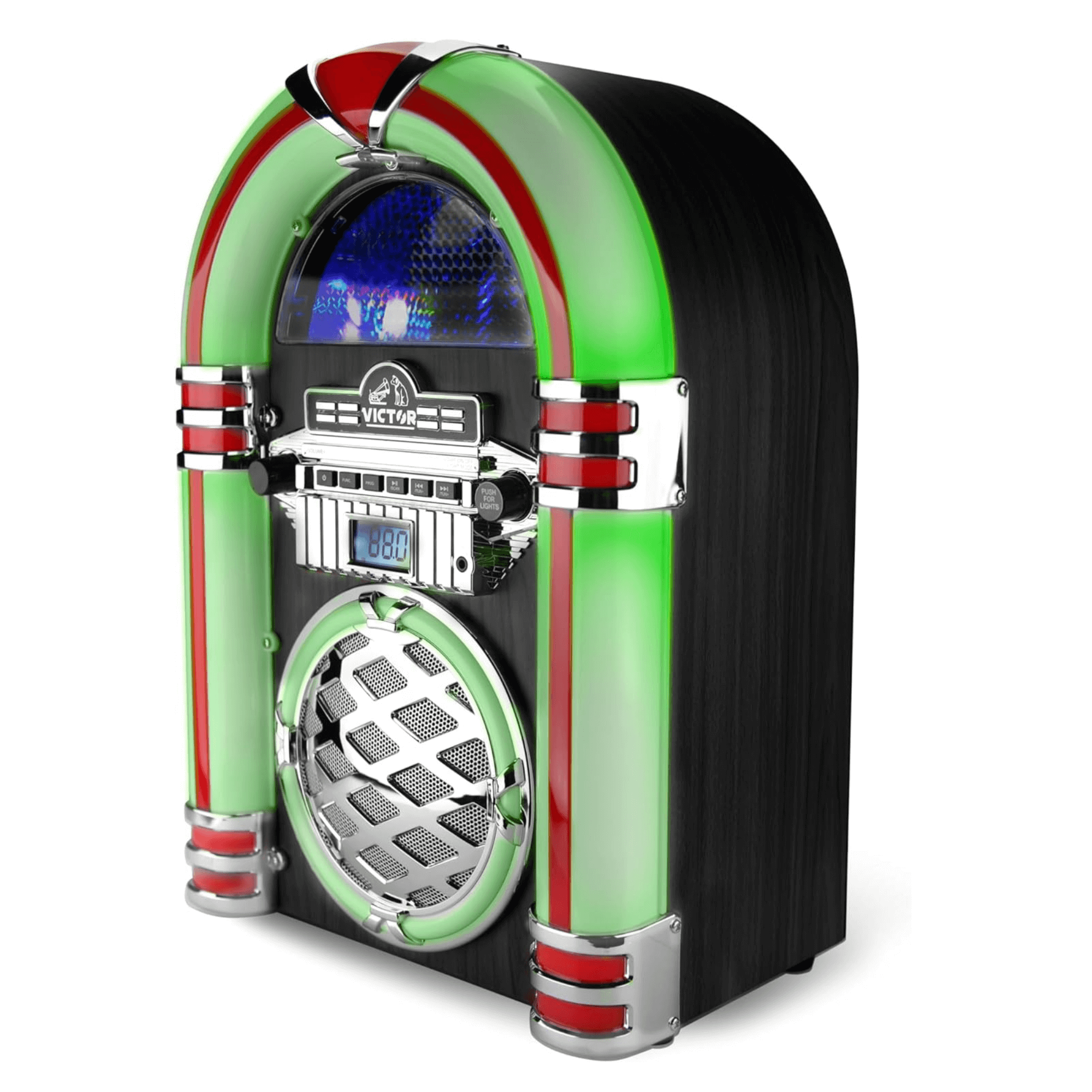Victor Wilshire Bluetooth Jukebox with Multicolor LED Lighting and FM Radio