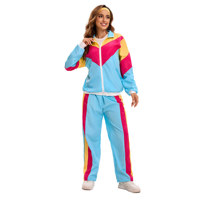 Retro Adult Women's Disco Sportswear Carnival Party Hip-Hop Stage Performance Outfit Set