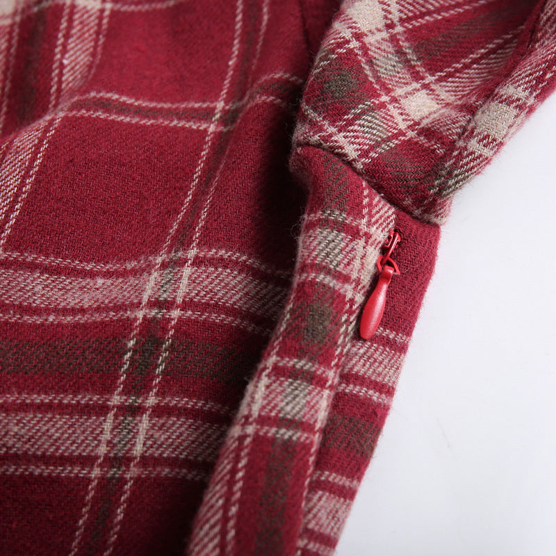 Vintage Check V-Neck Dress