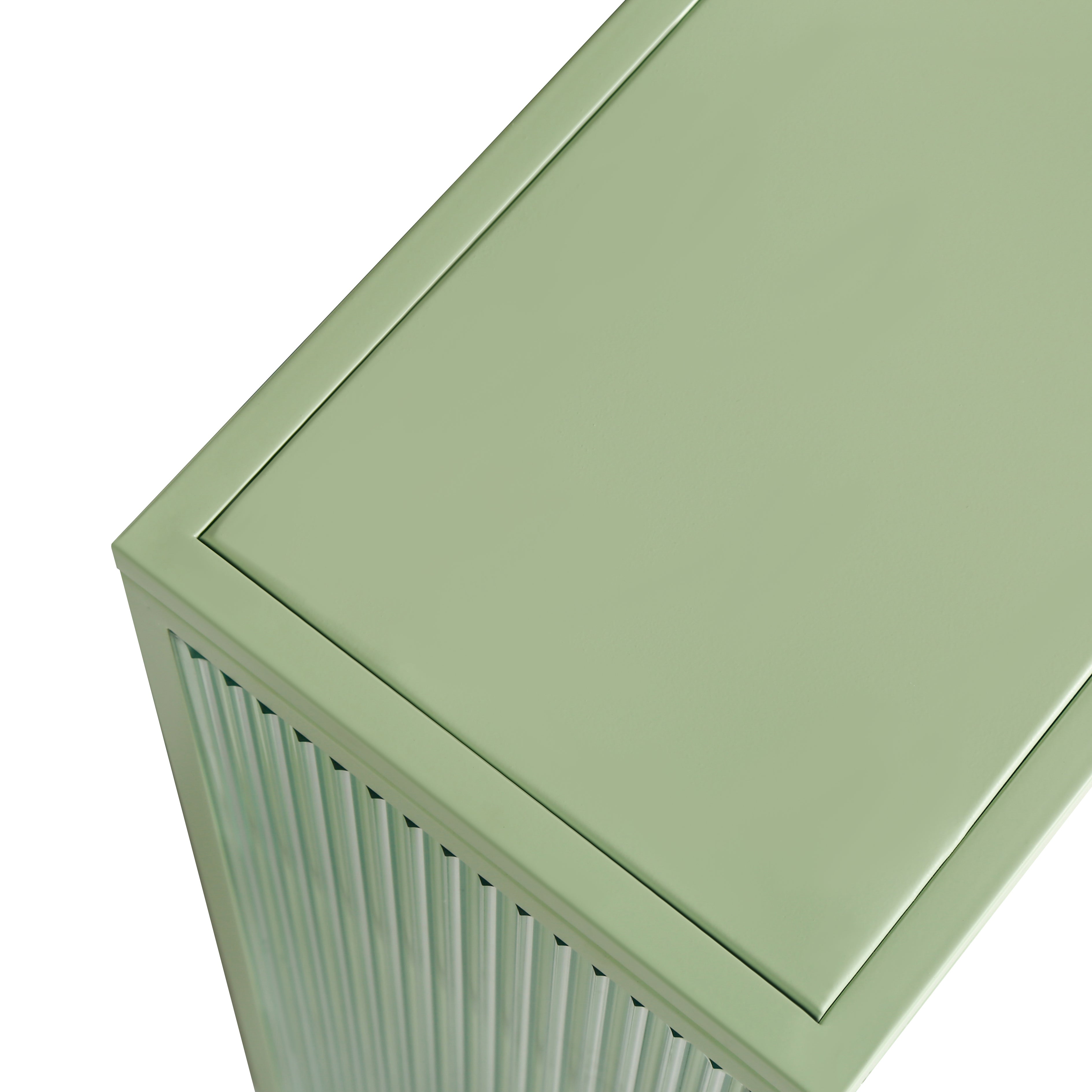 27.56"Glass Doors Modern Two-door Wall Cabinet with Featuring Three-tier Storage Mint Green