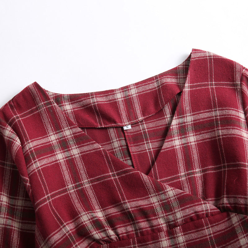Vintage Check V-Neck Dress