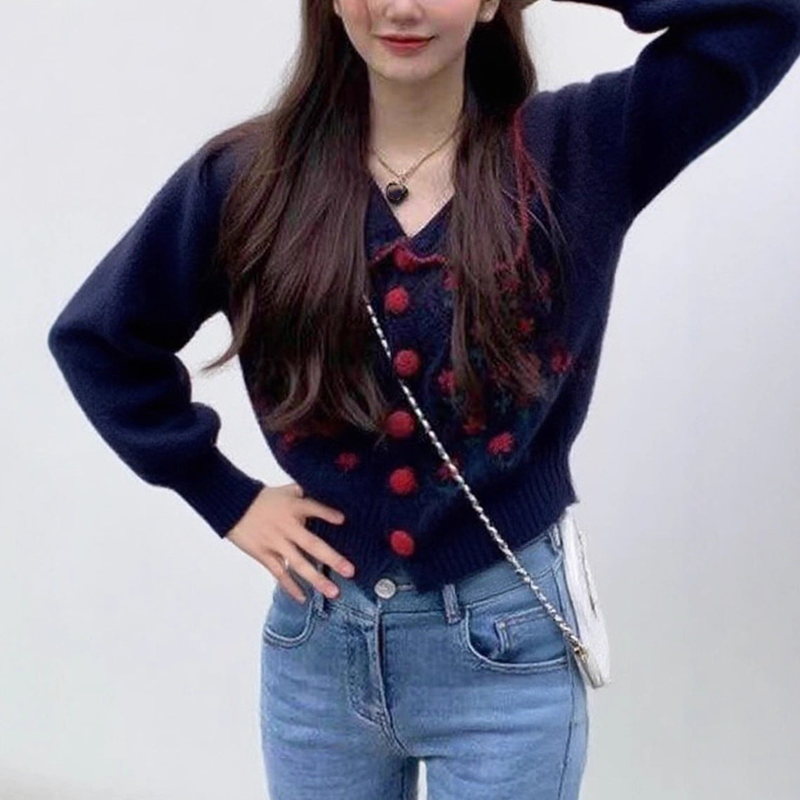 Retro Embroidered Flower Sweater Coat Women's Design Soft and Sweet Knitted Cardigan