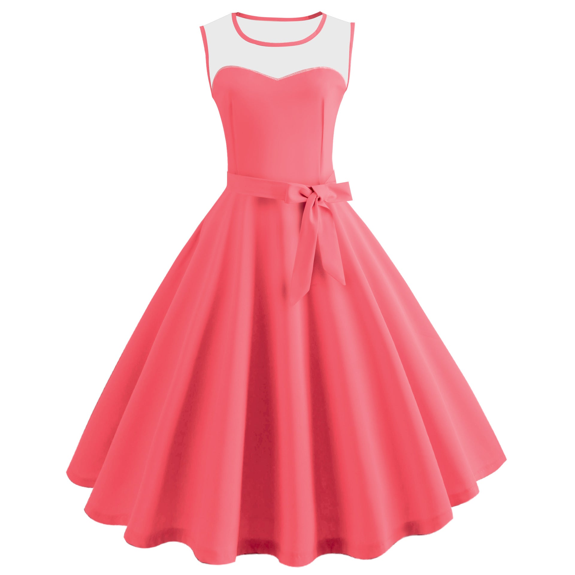 Ladies' Mesh Patchwork Waist-slimming Dress