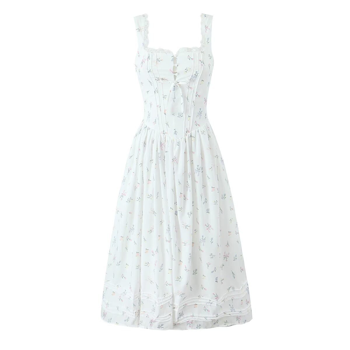 Winter European And American New Printed Lace Backless Dress