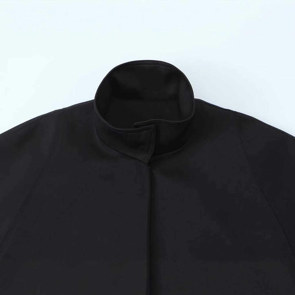 Vintage long sleeved A-line umbrella shaped woolen jacket