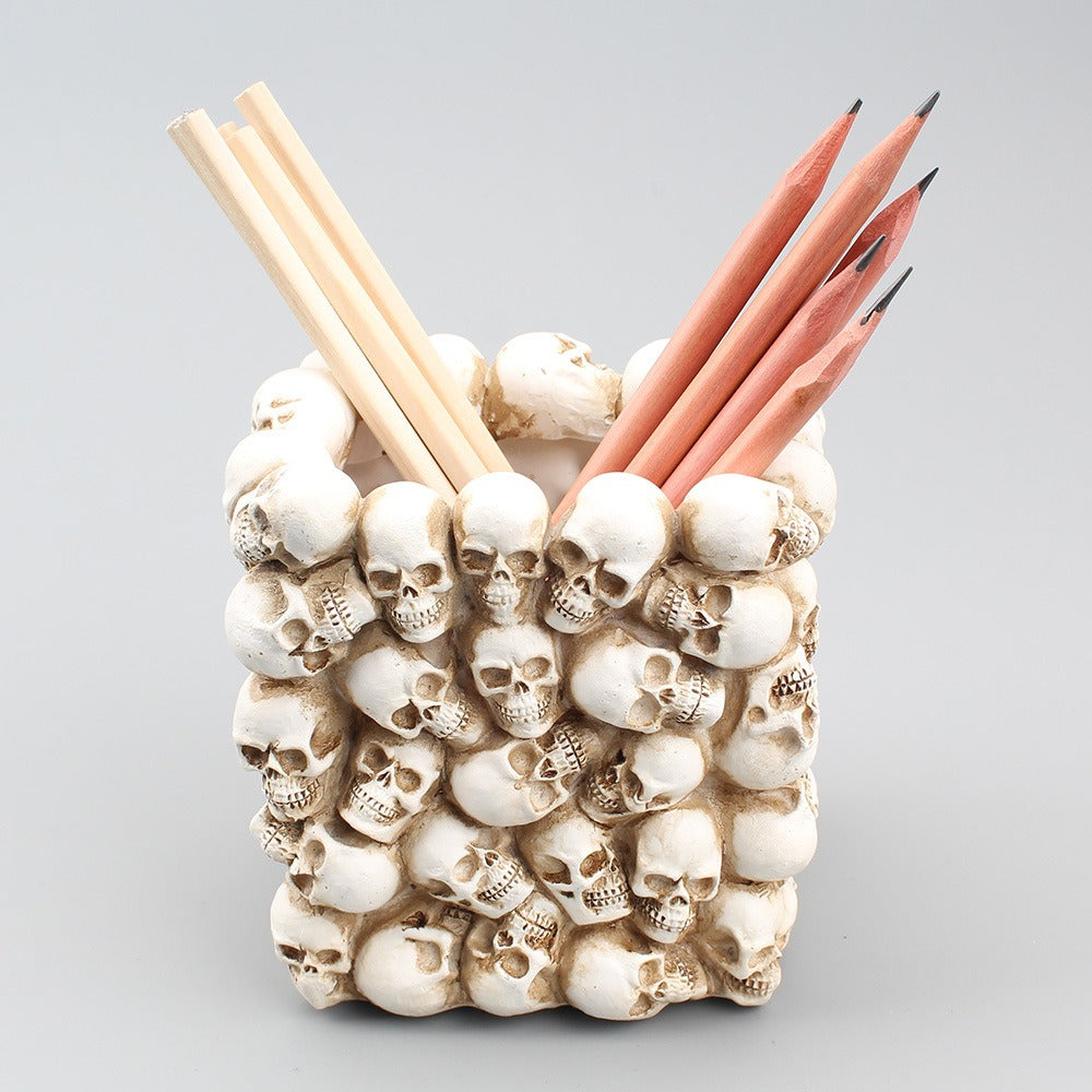 Square small skull pen holder storage desktop storage bucket home storage potted plants
