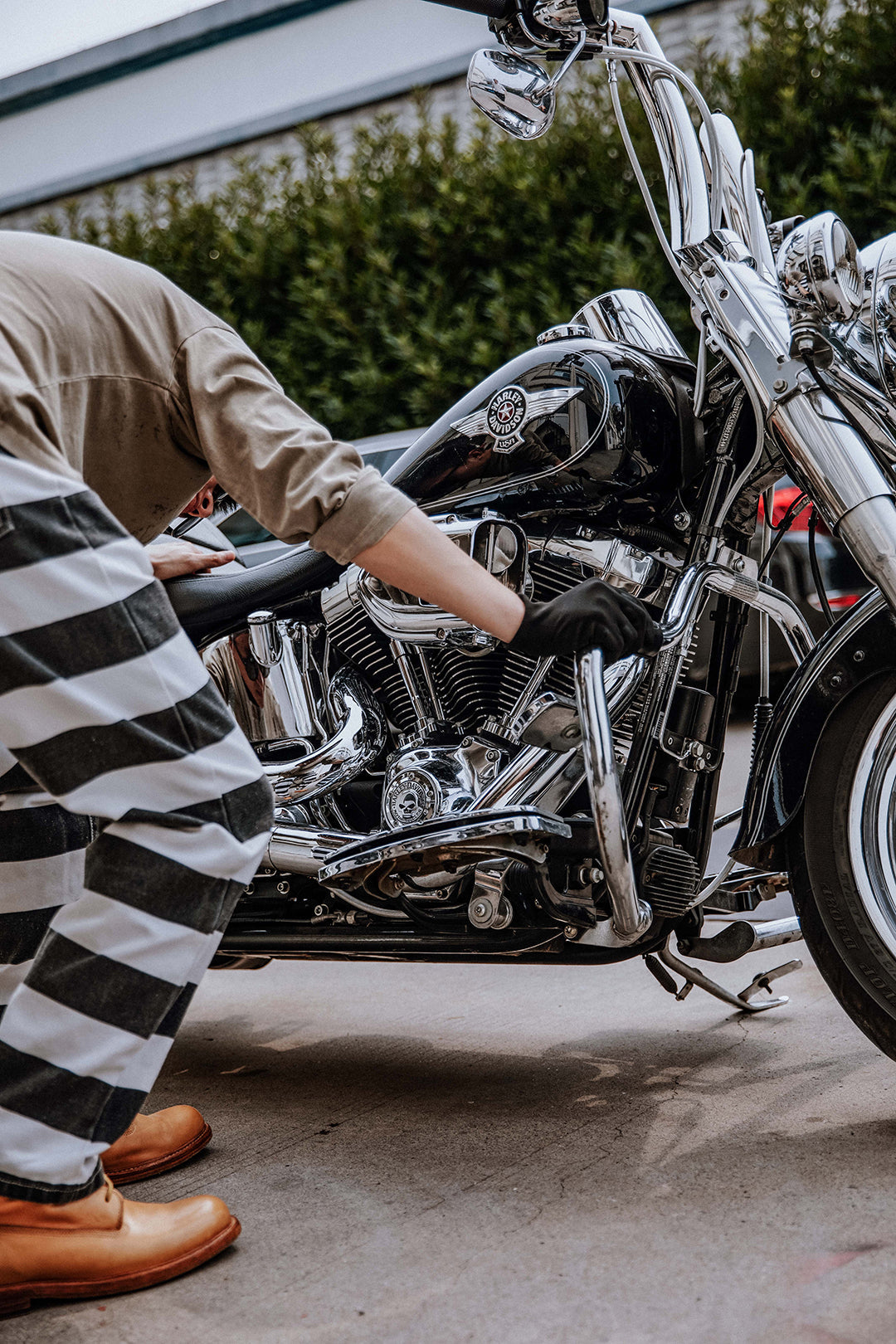 Wide Striped Prison Motorcycle Pant