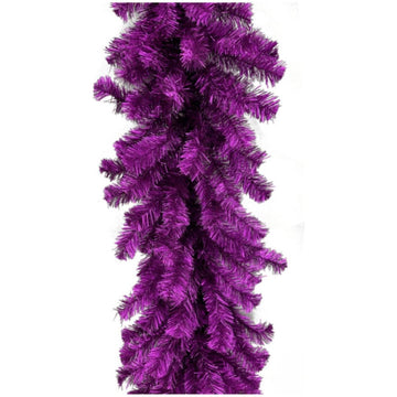 9' Purple Tinsel Garland, Unlit