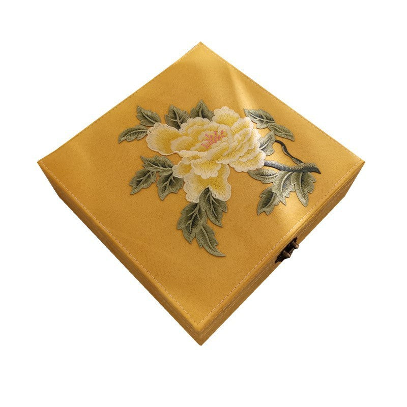 Chinese Style Double Layer Flannel Jewelry Box