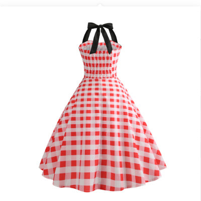 Retro Sleeveless Halter Sexy Print Dress